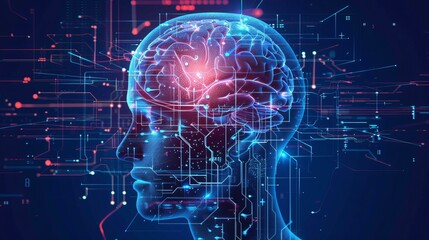 Neural AI scanning human subconscious thoughts for futuristic innovation.
