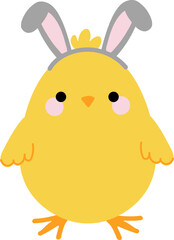 Spring Easter chick with rabbit ears. Playful cartoon character