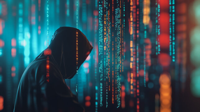 Hackers are planning to hack and attack Zeroday networks and cyber security systems in Smart digital city with Data center on cloud cyber security and Blue Binary Data Software Programming Code 