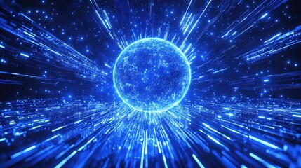 Fototapeta premium Abstract Digital Sphere with Light Rays