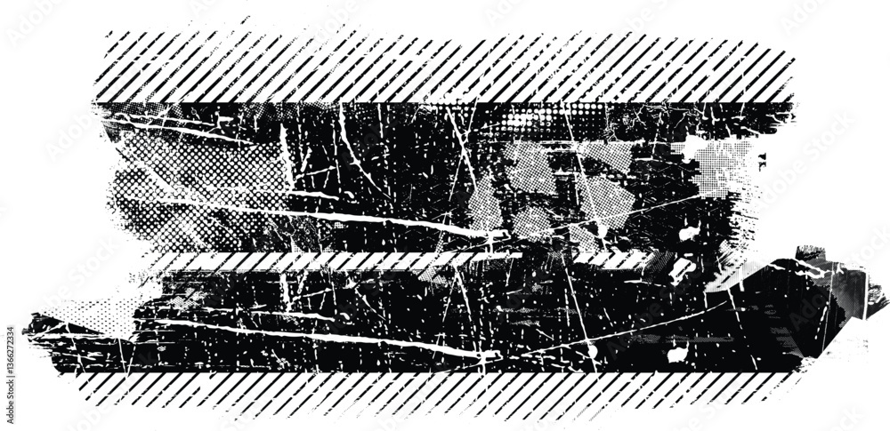 Fototapete grunge textured banner with rough edges. halftone dots texture. overlay grunge texture . simply plac