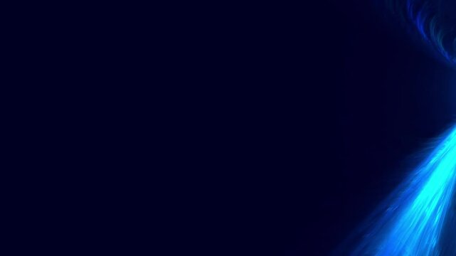 Leuchtende blaue filigrane Lichtfasern &ndash; dynamische Wissenschafts- und Technologie-Visualisierung zu Datentransfer und moderner Kommunikation, Nebel, Forschung
