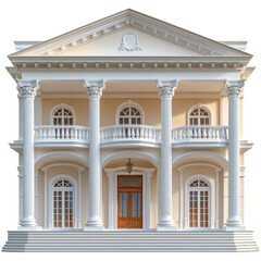 Obraz premium Elegant Classic Building with Columns Isolated on Transparent Background