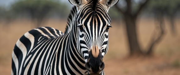 Fototapeta premium serene zebra grazing in nature landscape illustration