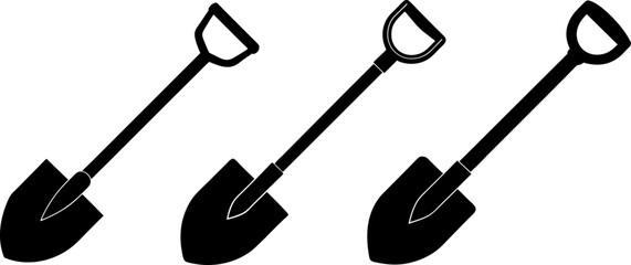 Black shovel tools vectors collection black and white, Vector of shovel simple set design