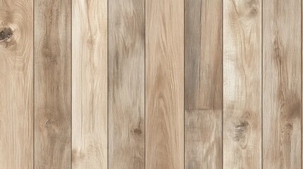 Fototapeta premium Vertical wooden planks create light brown wall texture. Natural wood grain patterns, knots visible. Planks arranged in precise grid. Design element offers warmth, rustic charm. Ideal for interior