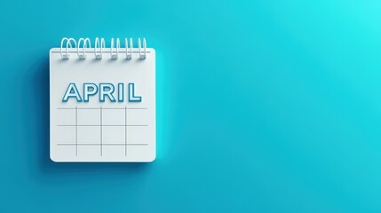 Calendar page for April marked with clean design and bright background highlighting the transition to spring