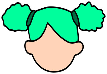 Cartoon Girl with Green Hair in Pigtails sticker