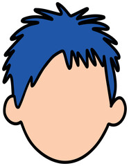 Cartoon Boy with Blue Hair Illustration sticker