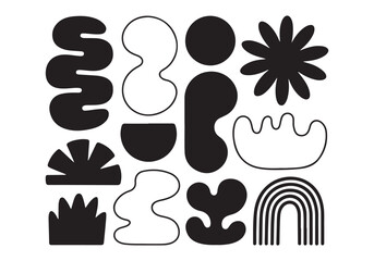 Abstract black and white geometric shapes pattern, modern design elements for art, decor