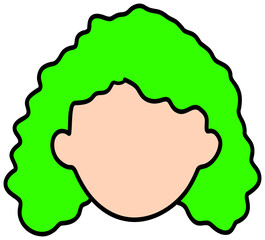 Cartoon Character with Green Curly Hair sticker