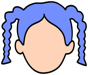 Cartoon Girl with Blue Pigtails sticker