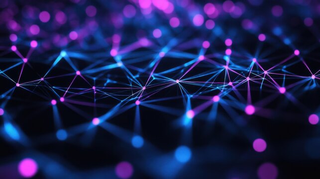 Abstract Network Connection Futuristic Blue and Purple Plexus Background