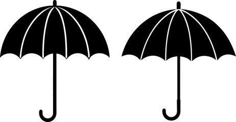 Umbrella vectors collection black and white, Vector of umbrella line art set design