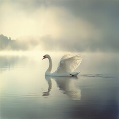 Swan on the lake portrait generative ai