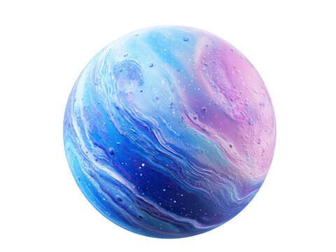 3D Realistic Cartoon Cute Planet isolated on transparent background.