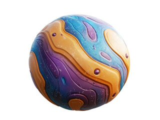 3D Realistic Cartoon Cute Planet isolated on transparent background.