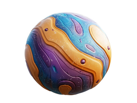 3D Realistic Cartoon Cute Planet isolated on transparent background.