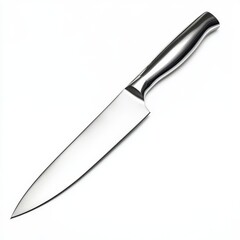 Obraz premium a single stainless steel kitchen knife isolated on white background