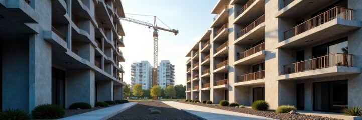 Obraz premium Progress in modern apartment building construction with advanced machinery and technology, development, technology