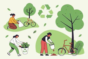 Naklejka premium Eco-Friendly Lifestyle: Sustainable Practices for a Greener Future