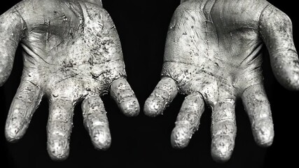 Weathered hands show the marks of hard work and resilience in a striking black and white capture