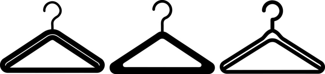 Wooden suit hanger vectors collection black and white, Vector of coat hanger set design