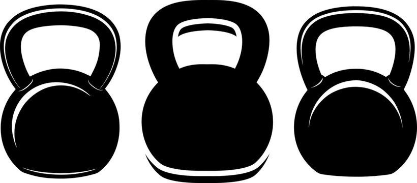 Kettlebell vectors collection black and white, Vector of black kettlebell set design