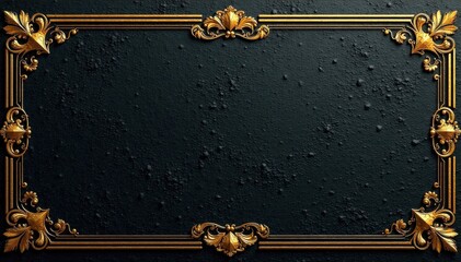 Black and gold voucher with intricate vintage design, vintage, golden