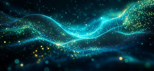 Elegant flow of light, abstract shimmering background with sparkling particles