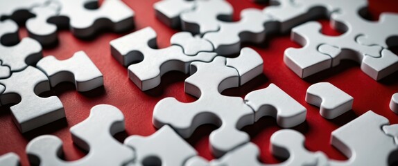 vibrant red puzzle piece on surface in close-up shot