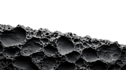 Cratered surface, detailed gray, alien, dark background, cut out transparent