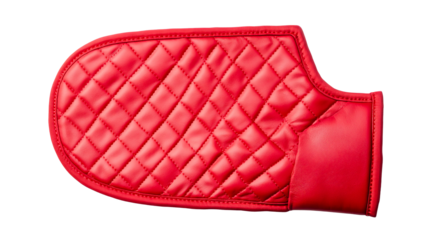 Red quilting leather product with seam and pattern, cut out transparent