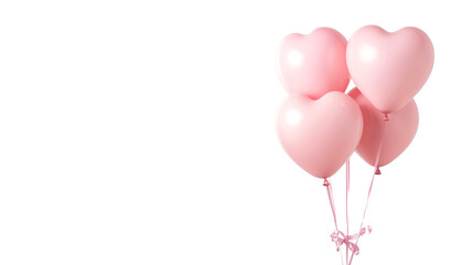 Pastel pink heart balloons on black background, cut out transparent