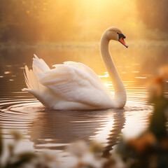 Swan on the lake portrait generative ai