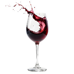Red wine pouring into glass with splash