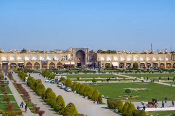 Panorama of Naqsh-e Jahan Square in Isfahan, Iran. It contains city's most important landmarks (Ali...