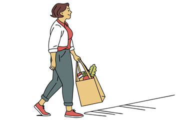 Elegant Woman with Shopping Bag Vector Illustration