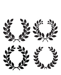 Set of laurel wreaths silhouette