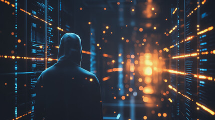 Hackers are planning to hack and attack Zeroday networks and cyber security systems in Smart digital city with Data center on cloud cyber security and Blue Binary Data Software Programming Code 