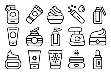 skin care editable stroke outline icons set