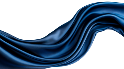 Abstract blue fabric wave design, elegance concept, flow, cut out transparent