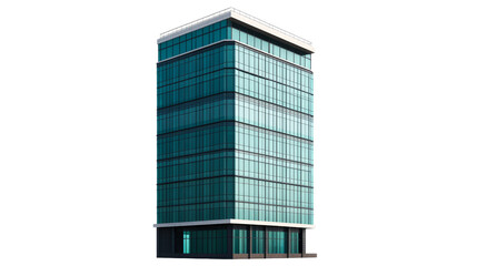 Modern architecture skyscraper exterior with glass facade, cut out transparent
