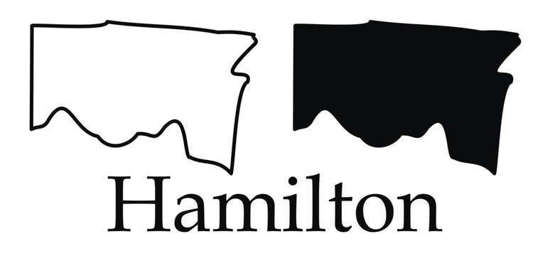 Hamilton (Ohio) city map with black border outline vector