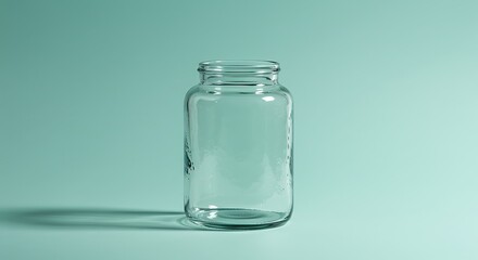Empty Glass Jar on Light Blue Background Perfect for Product Mockups