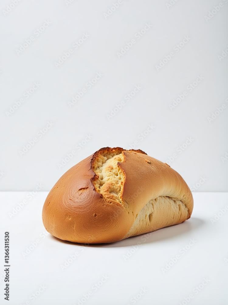 Poster A Single Loaf Of Bread Sits Alone In A Clean And Minimalist Composition With A Pure White Background Surrounding It.