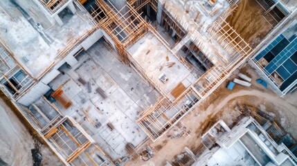 An AI powered system optimizing building construction by analyzing real time resource usage and structural data, futuristic AI-driven construction management system, Building technology style