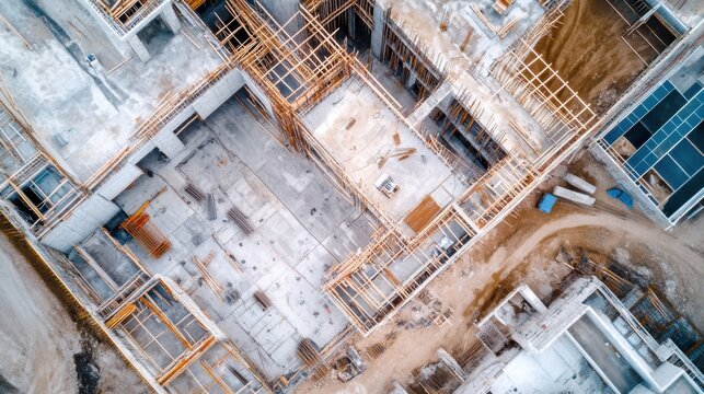 An AI powered system optimizing building construction by analyzing real time resource usage and structural data, futuristic AI-driven construction management system, Building technology style