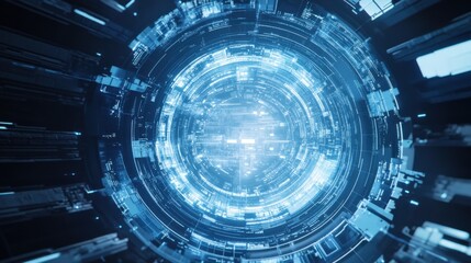 Obraz premium An AI powered system optimizing cloud computing resources by analyzing real time workload data and infrastructure needs, futuristic AI-driven cloud platform, Cloud technology style