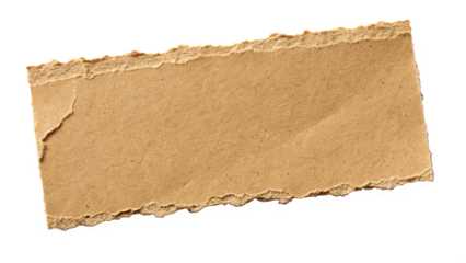 torn brown paper piece on simple white backdrop isolated on white background.